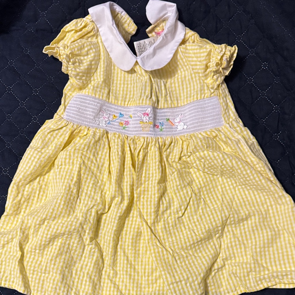 Yellow Gingham Easter Dress with Peter Pan White Collar